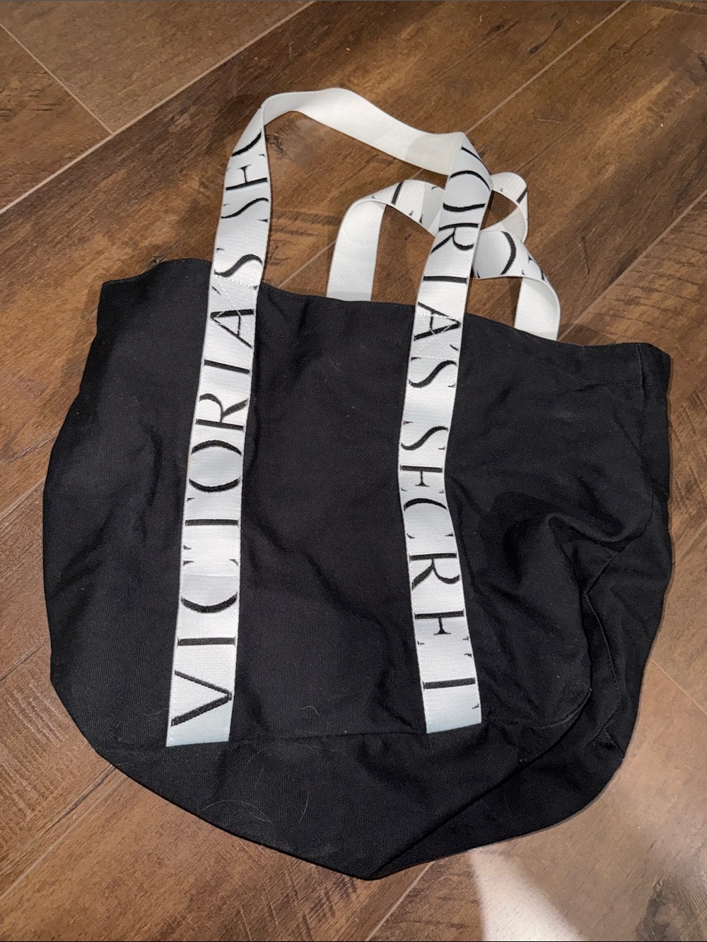Victoria's Secret Black Tote with White Branded Straps